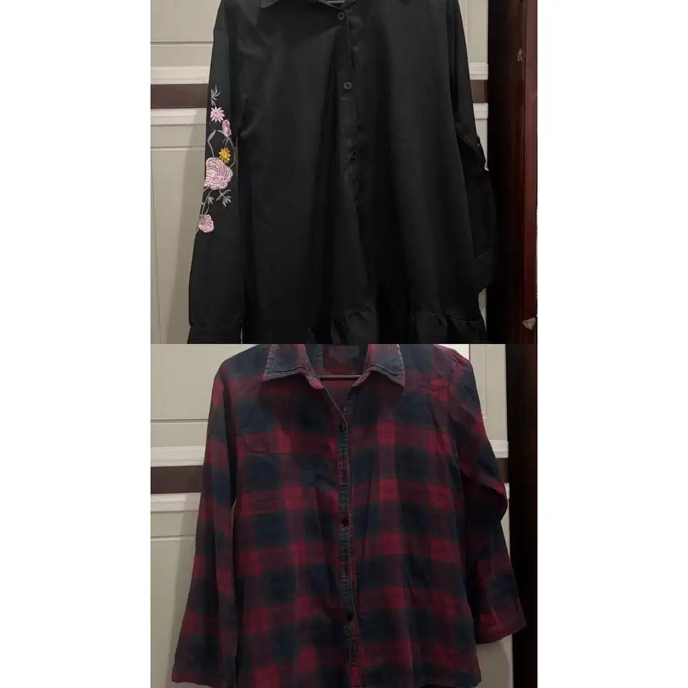 Blouse hitam bordir bunga