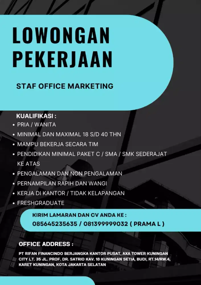 BUTUH STAFF KANTOR 5 ORANG