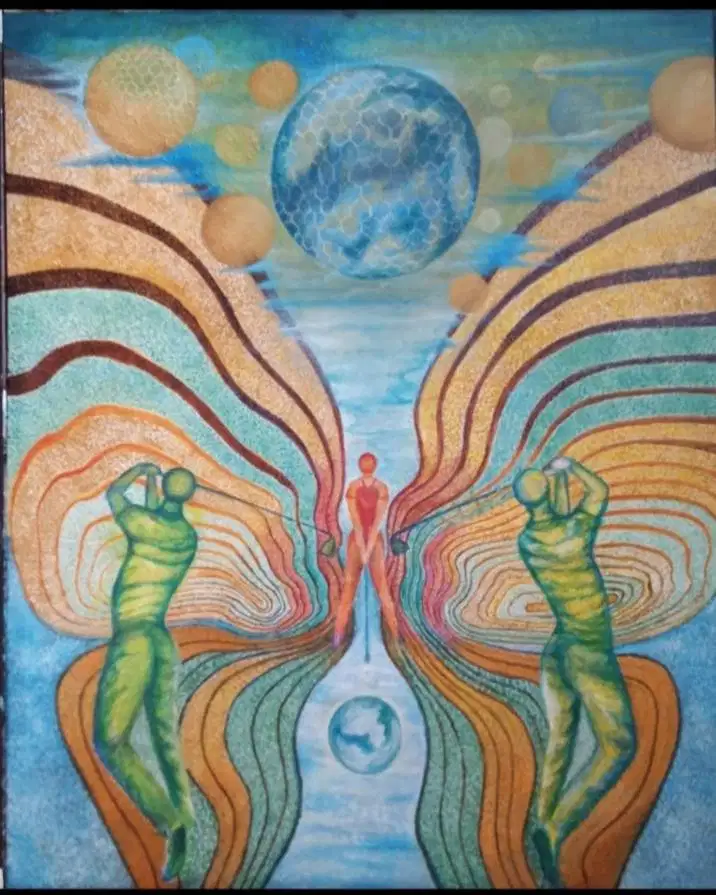 Lukisan GOLF--Go on life/Lifes is go on