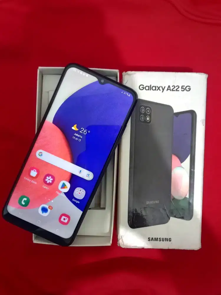 Samsung A22 5G ram 6/128 hp fullset kondisi mulus