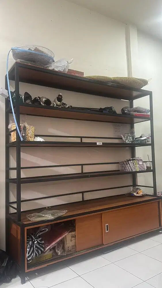 Rak besi kokoh hollow mix kayu