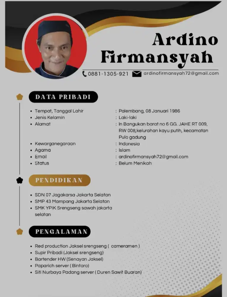 Info lowongan pekerjaan server, waiters f&b rumah makan, serabutan dll