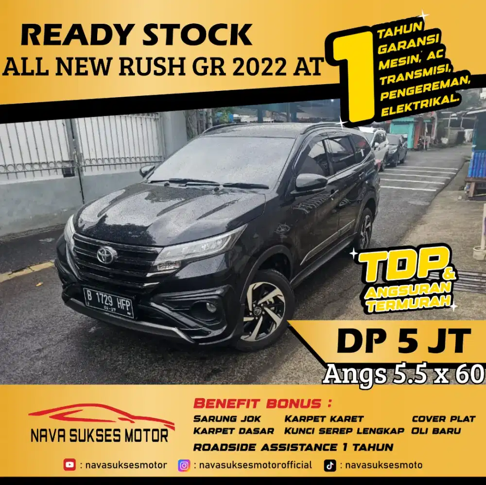 TDP 5 Jt Angs Termurah All New Rush GR 2022 Matic Hitam Low Km LikeNew