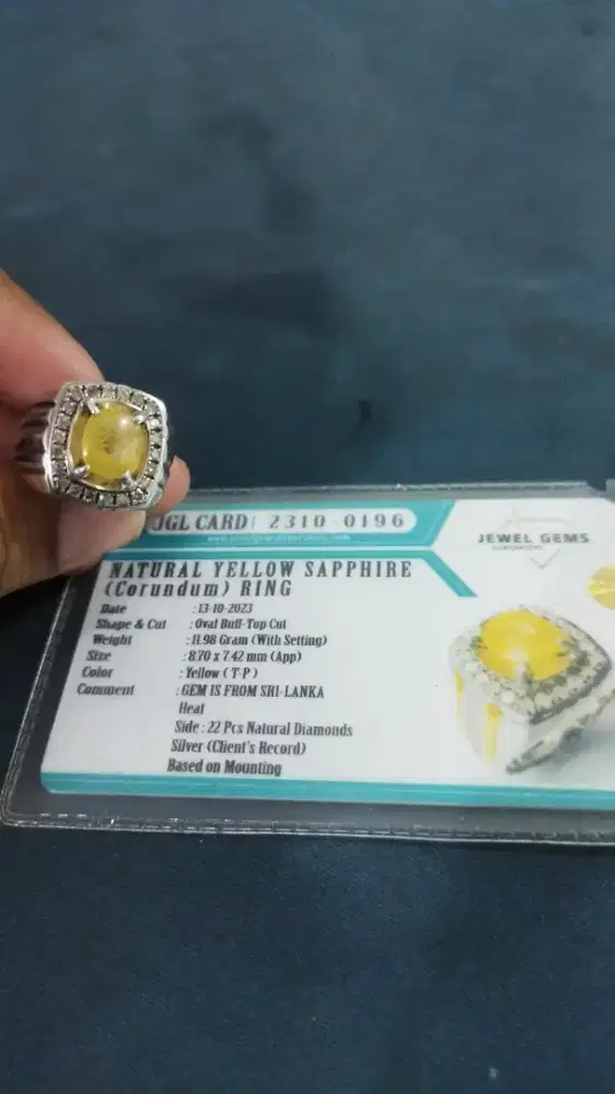 Jual cincin natural yellow sapphire