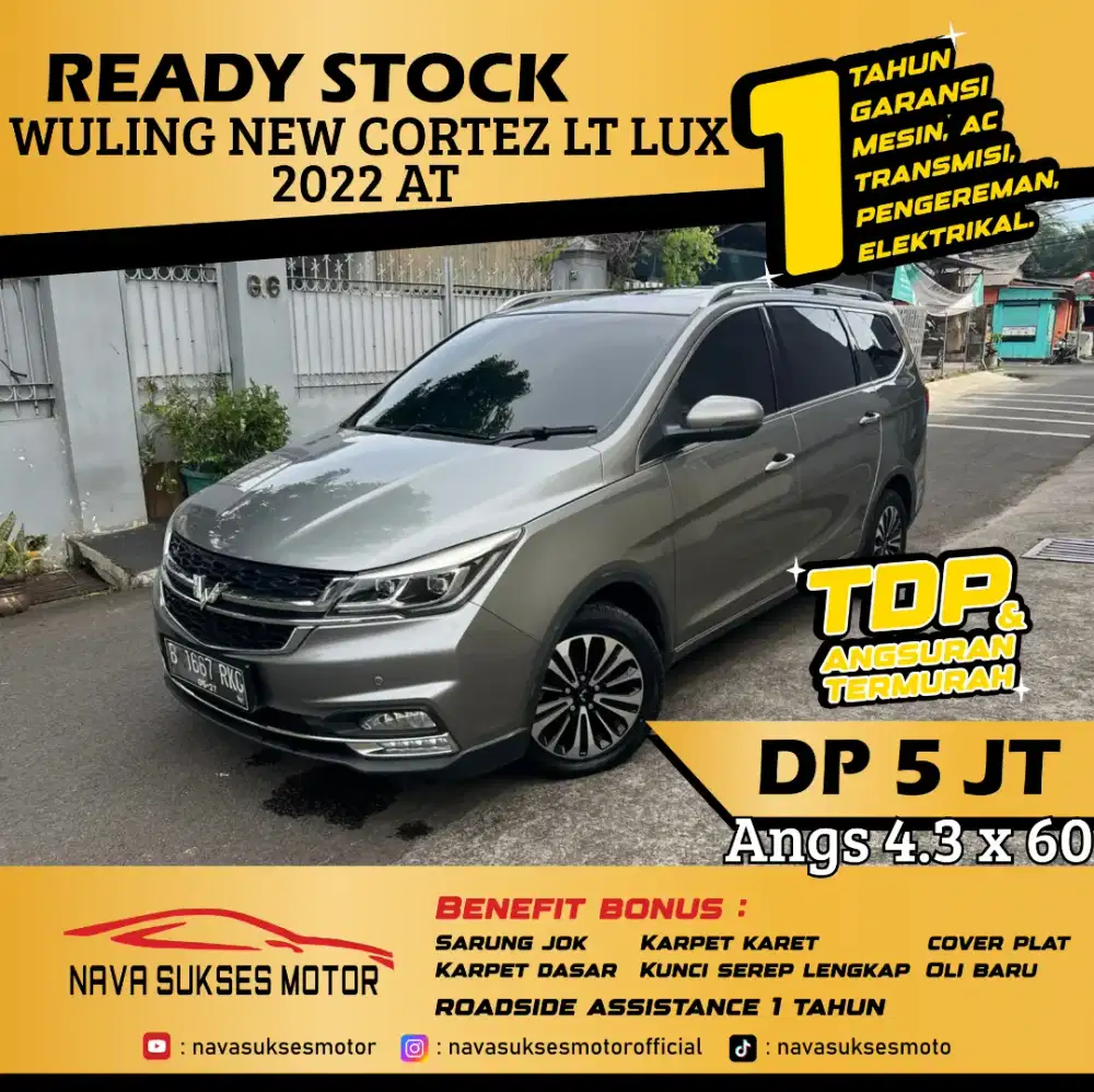 TDP 5Jt Angs Termurah Wuling Cortez LT Luxury 2022 Matic Abu Abu LowKm