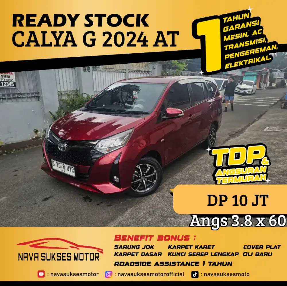 TDP 10 Jt Angs Termurah Calya G 2024 Matic Marun Low Km Like New