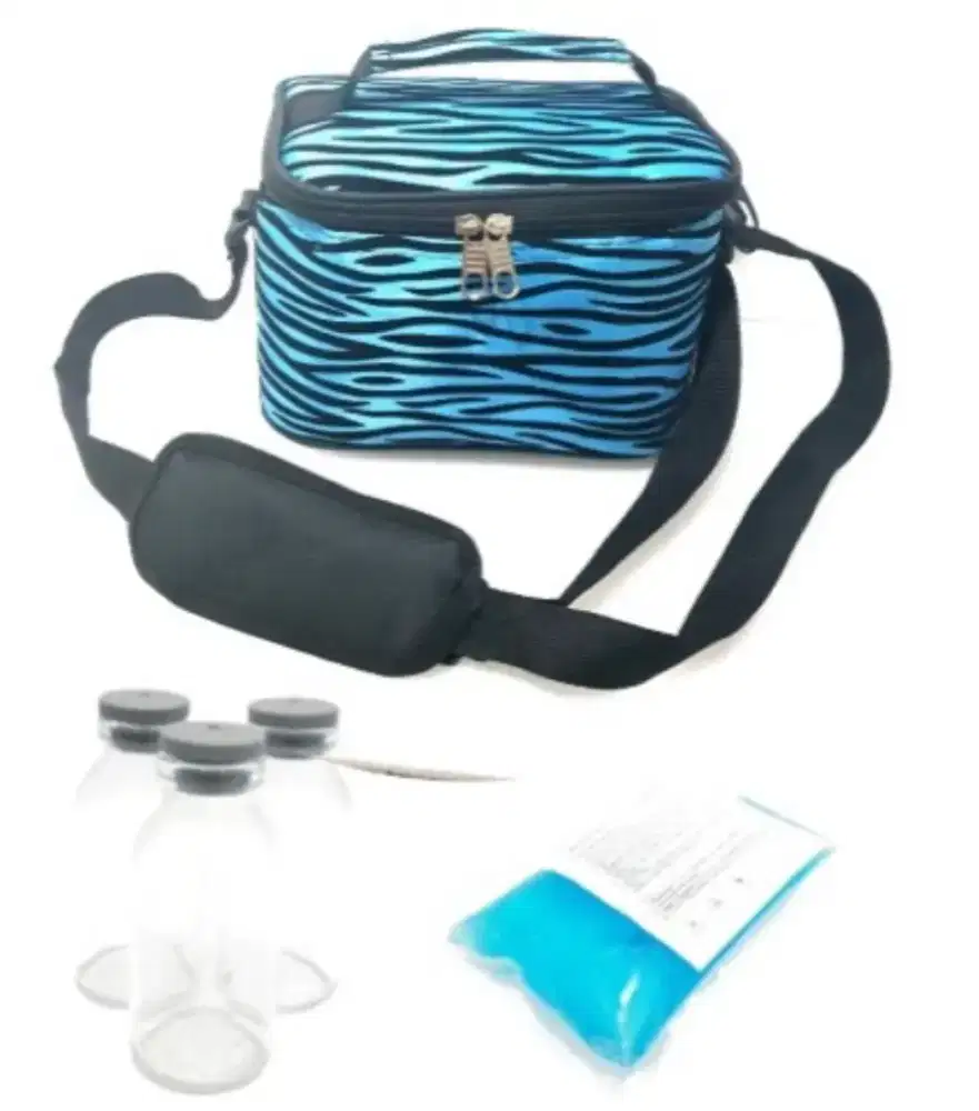 Tas pendingin mini (cooler bag) utk menyimpan ASI + 6 botol + gel cold
