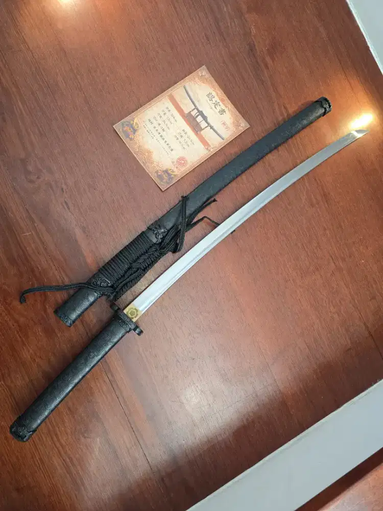 Pedang samurai katana hitam Black onikage T10 real hammon