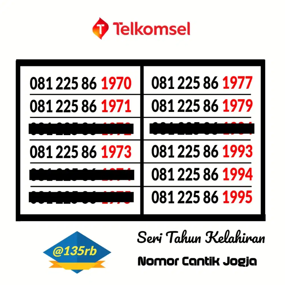 Nomor Cantik Telkomsel Tahun Kelahiran