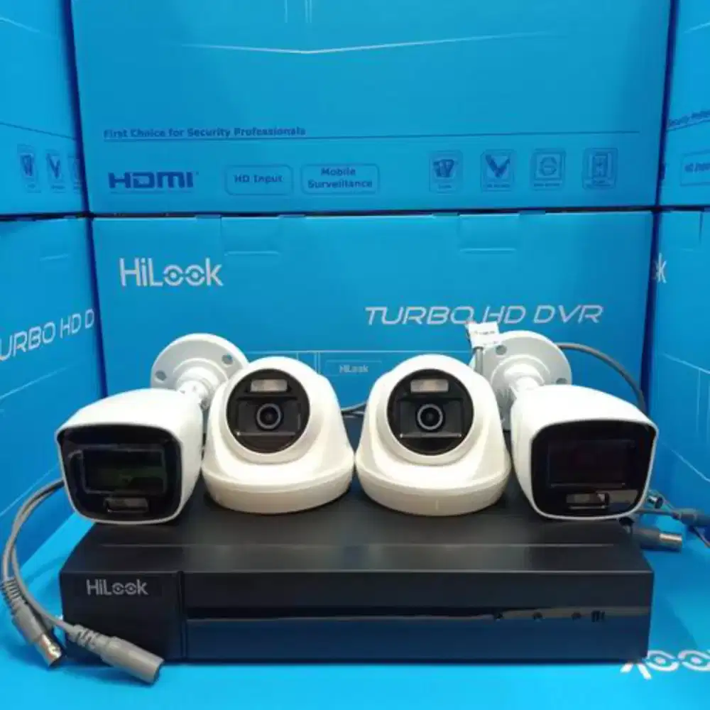 Paket cctv hilook 8 ch 4 kamera full color 2mp