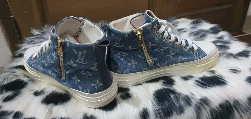 Louis Vuitton blue denim monogram high top