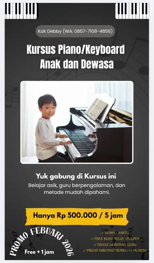 Kursus Keyboard/Piano Anak or Dewasa