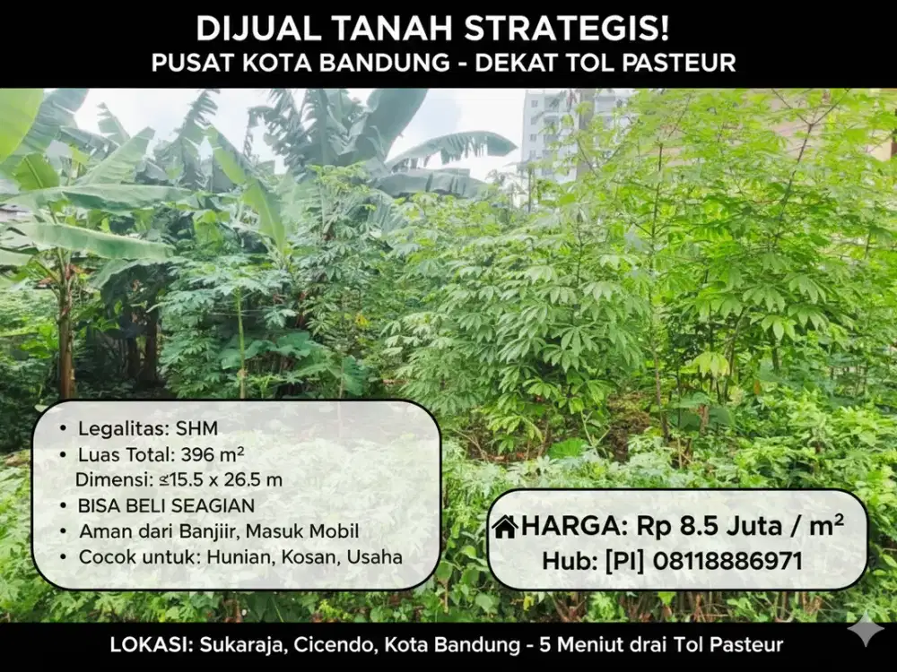 BISA BELI SEBAGIAN untuk menyesuaikan rencana investasi Anda. Harga sangat kompetitif Rp 8,5 Juta/m².