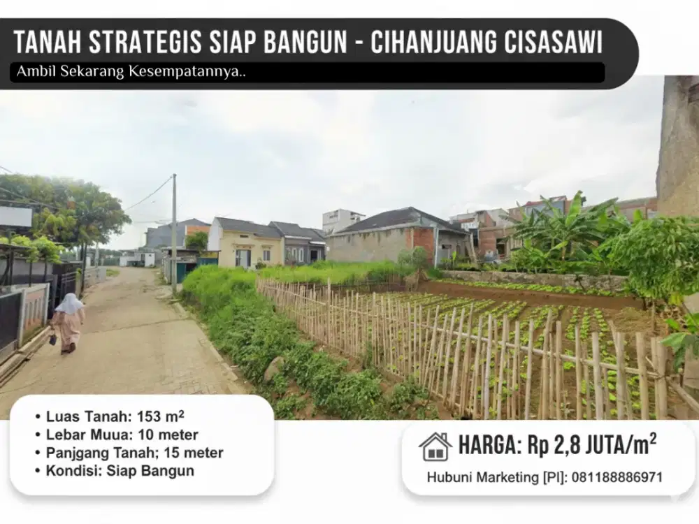 Peluang Investasi! Tanah SHM 153m² Cihanjuang – Hanya 2,8 Juta/m² – Dekat Kampus
