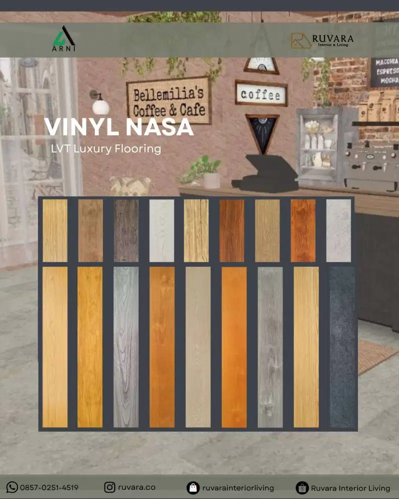Lantai Vinyl Plank NASA  Vinyl PVC Motif Kayu 3mm | Ukuran 92 x 18 cm