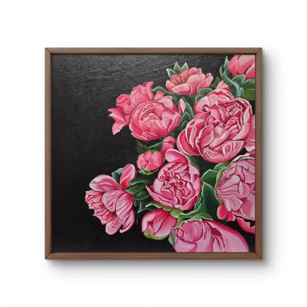 Lukisan floral cat acrylic