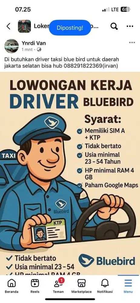 Driver taksi blue bird