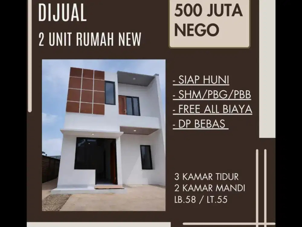 Rumah Baru Dp Min 0% Dekat RS Sentra Medika Cisalak Depok