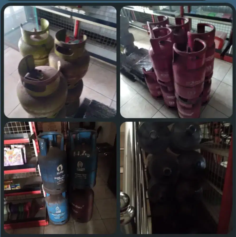 Tabung gas elpiji dan galon Aqua cleo