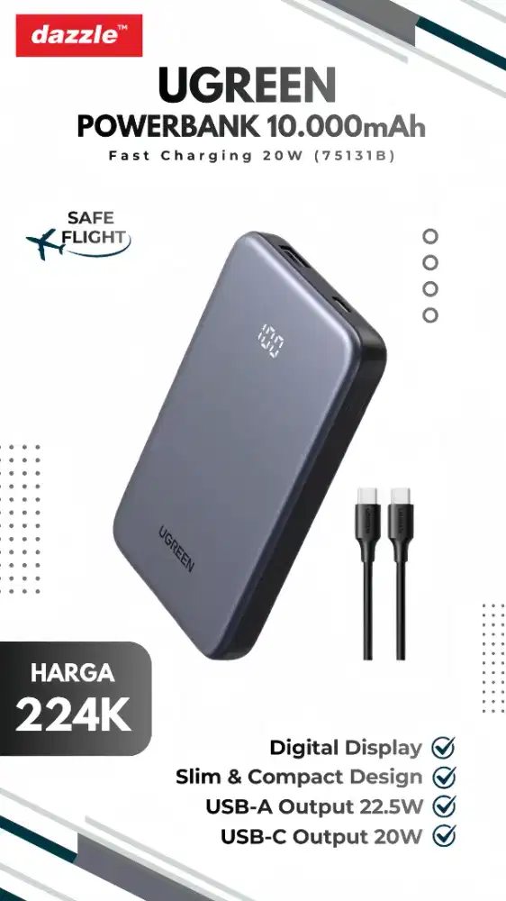 UGREEN POWERBANK SLIM 10.000MAH (75131B)