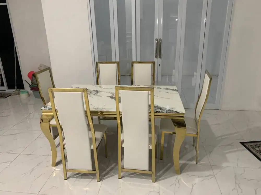 Meja Makan Sultan Granit Kursi 6