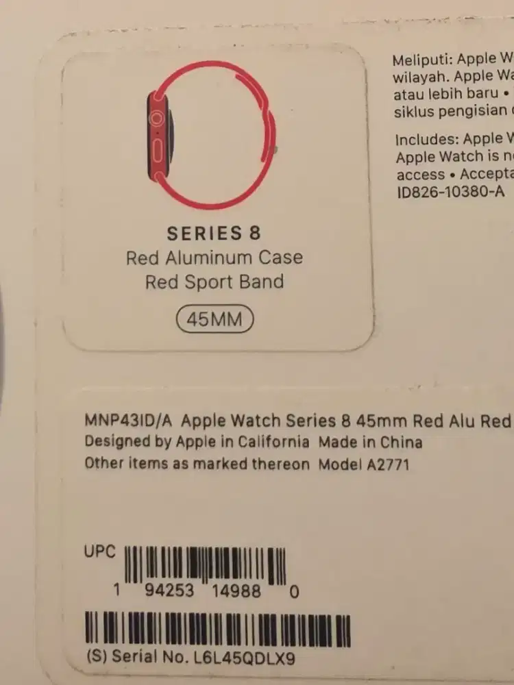 Apple Watch Series 8 45MM Red Sport