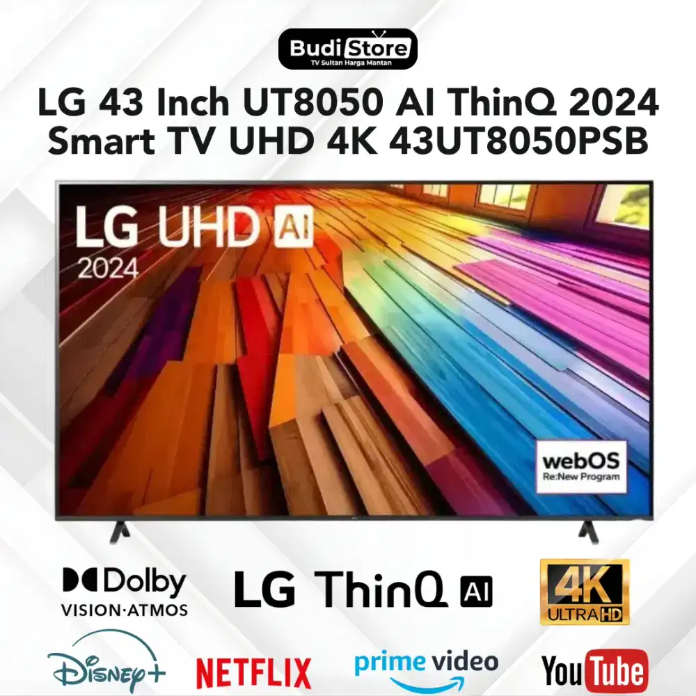 LG 43 Inch UT80 UHD 4K AI ThinQ Smart TV Dolby VisionAtmos 43UT8050PSB
