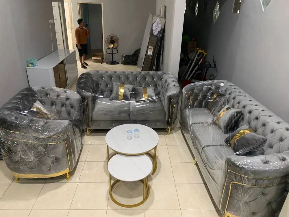 CUSTOM PO Kursi Sofa Tamu Full Bludru