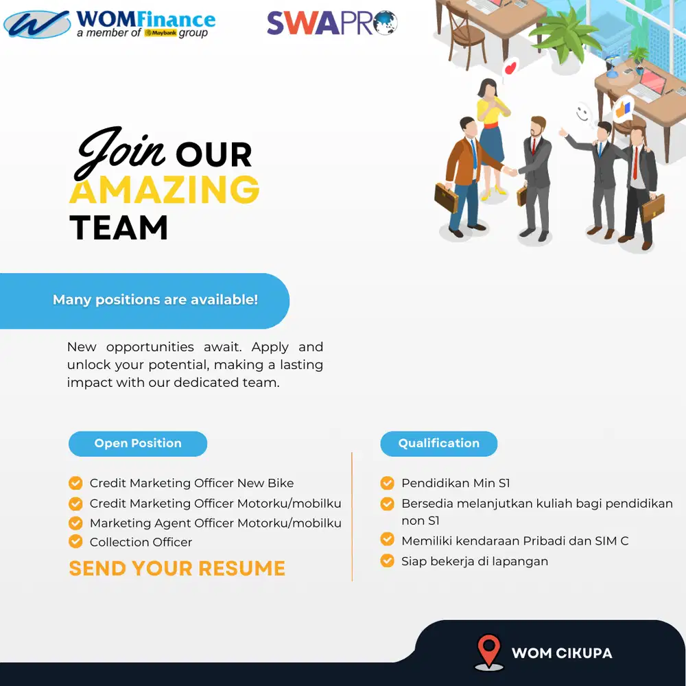 LOWONGAN KERJA PT WOM FINANCE CABANG CIKUPA