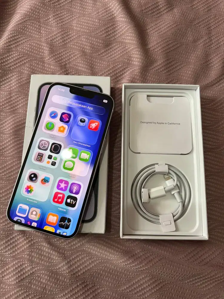 Iphone 14 128 Gb Ungu All Operator Bh 100% Fullset Like New IOS 26