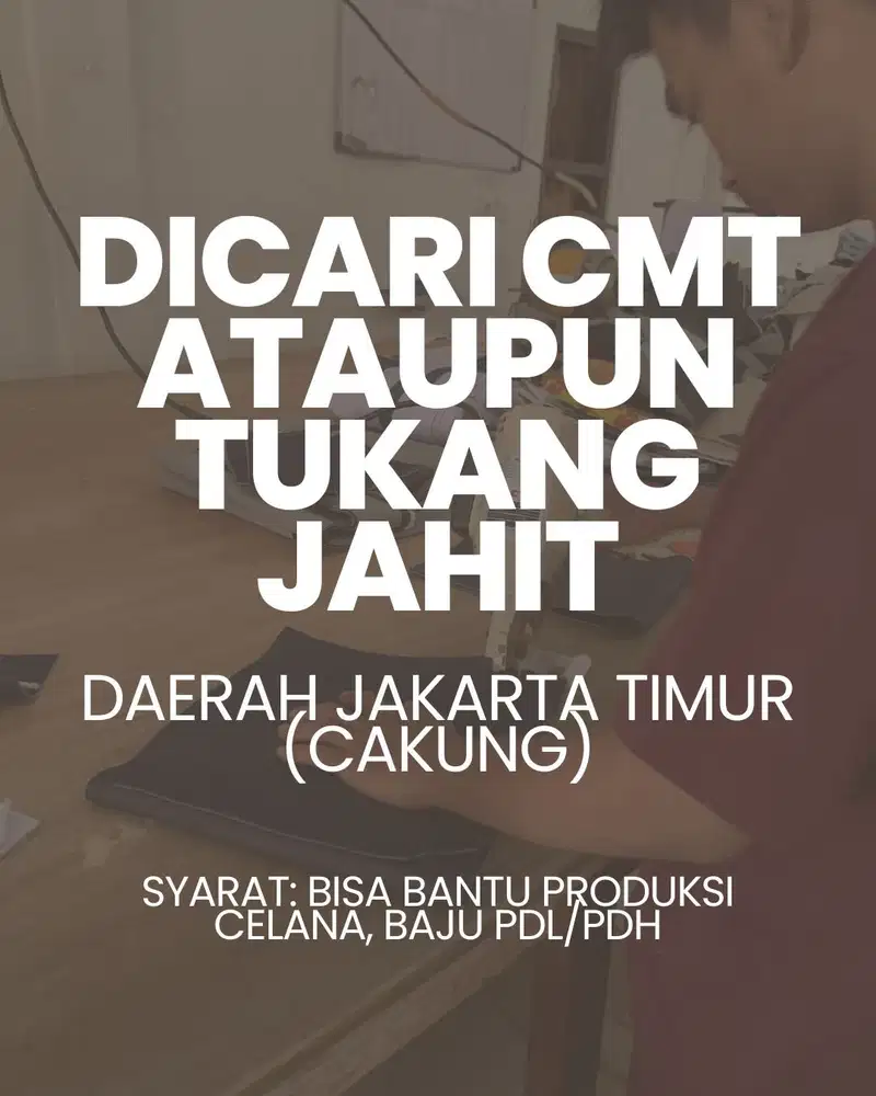 Dicari Tukang Jahit ataupun CMT untuk Bantu Produksi Seragam