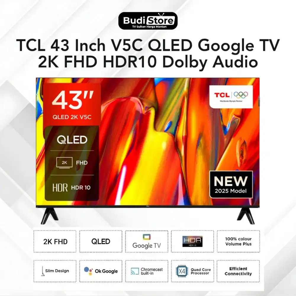 TCL 43 Inch V5C 2025 Model 2K FHD Google TV HDR10 Dolby Audio