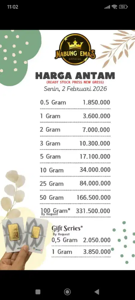 Terima logam mulia harga dilebihin dari buyback