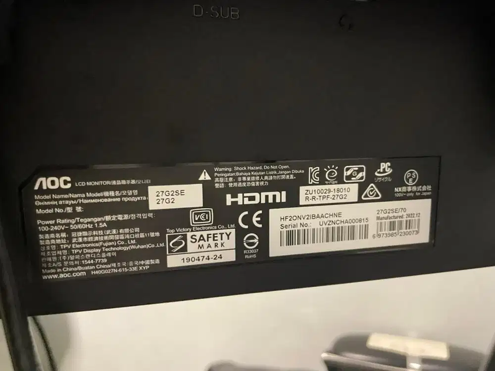 Monitor 27inch AOC 27G2SE