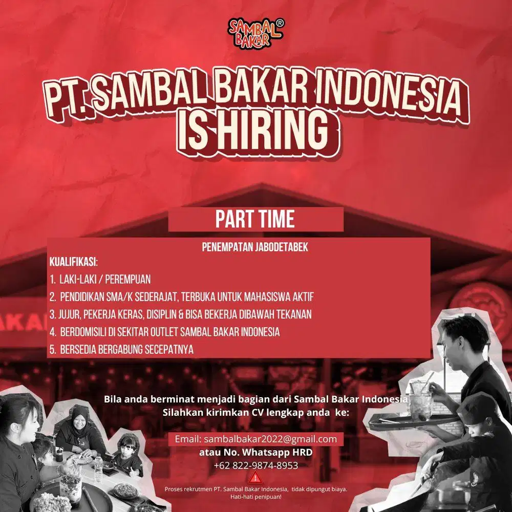 Crew Part Time Sambal Bakar Indonesia Jakarta Barat