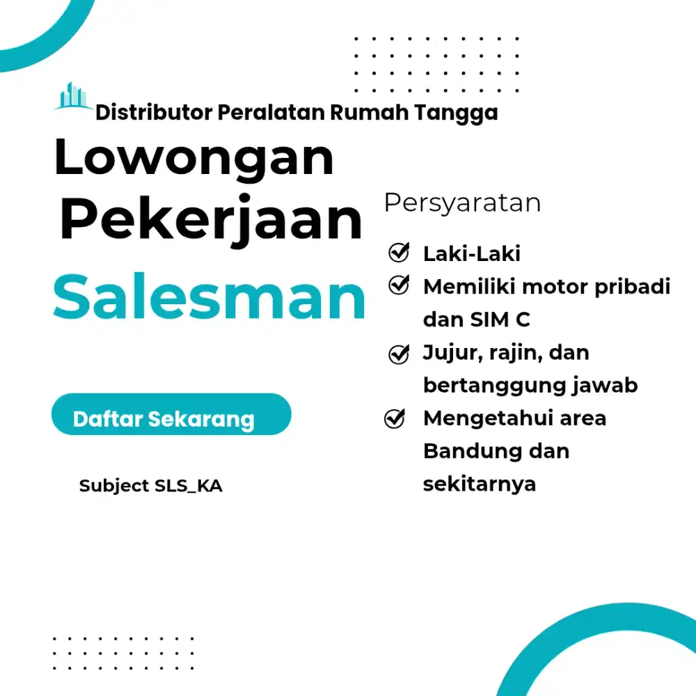 Dibutuhkan SALESMAN
