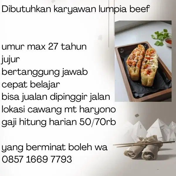 loker karyawan lumpia beef