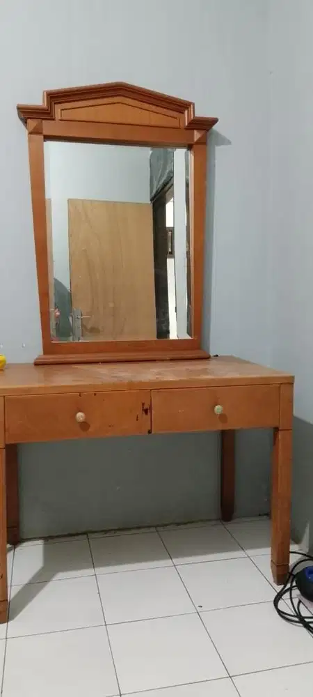 meja rias jati  all in kaca