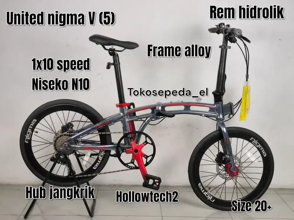 United nigma V (5) blue / silver, hub jangkrik, hollowtech, rem hidro