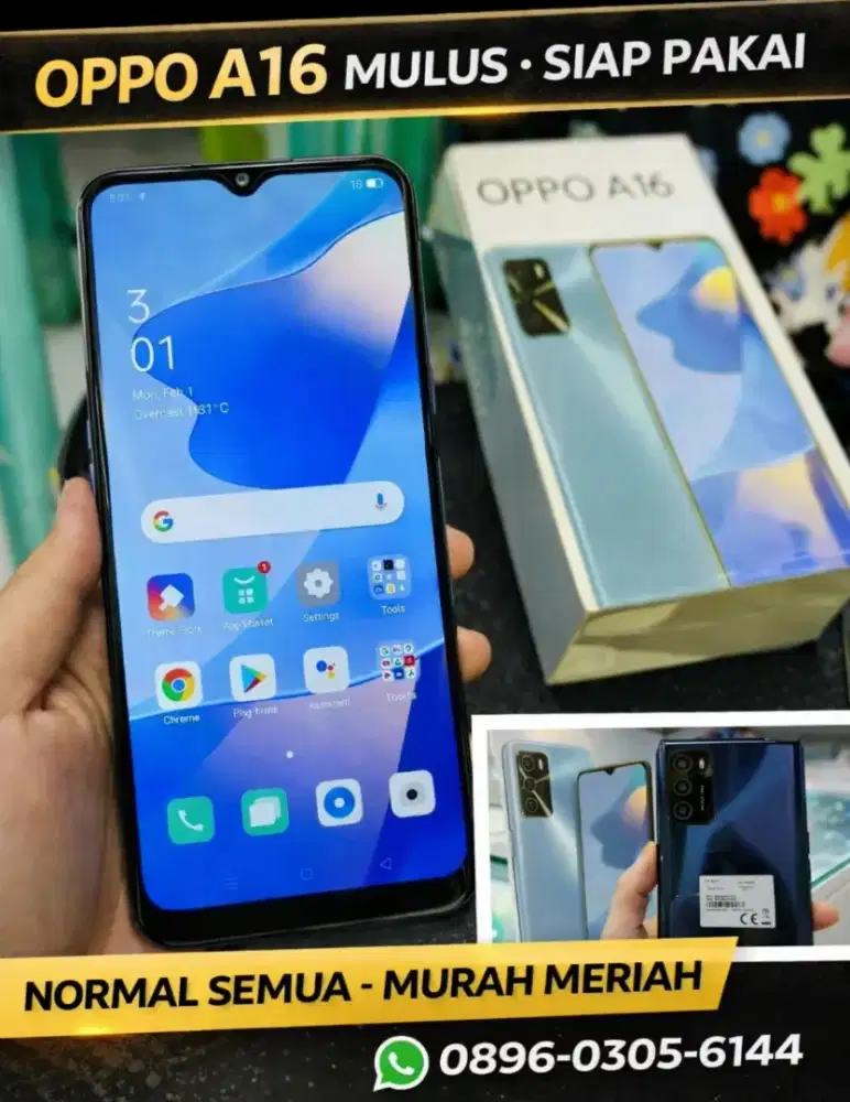 OPPO A16 RAM 4/32GB Mulus Siap Pakai, Murah, Cocok utk anak sekolah
