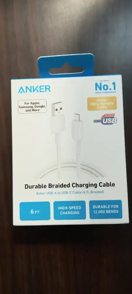 Anker 322 Kabel Charger USB Type A to C Nylon Cable 6FT - A81H6H21