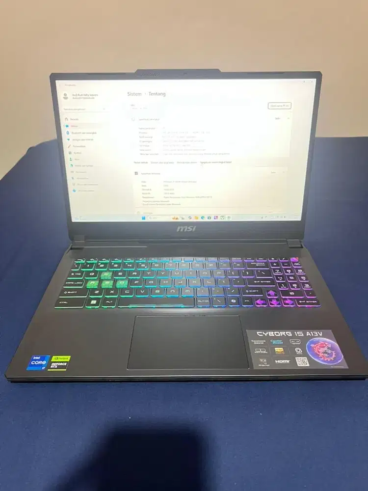 Laptop MSI Cyborg 15 A13VEK Kondis Terawat i7 Gen 13 RTX 4050 RAM 64GB