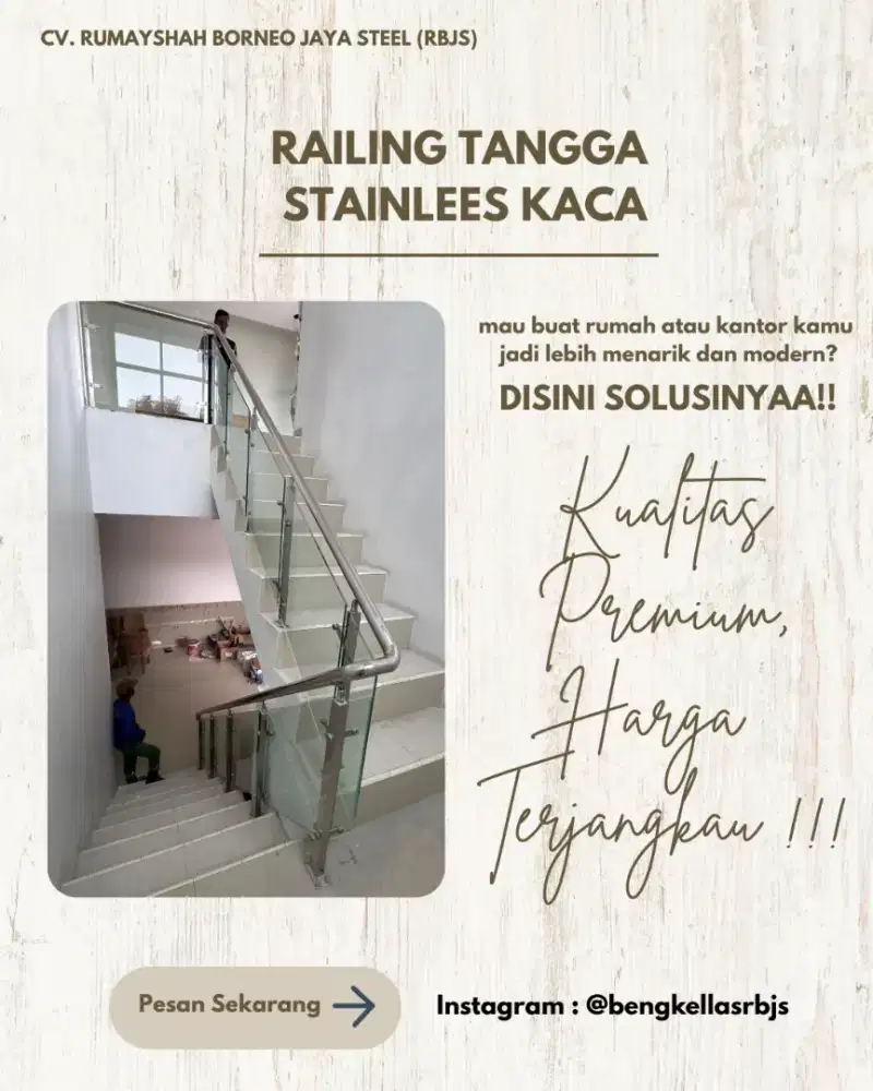 RAILING TANGGA STAINLESS KACA MEWAH