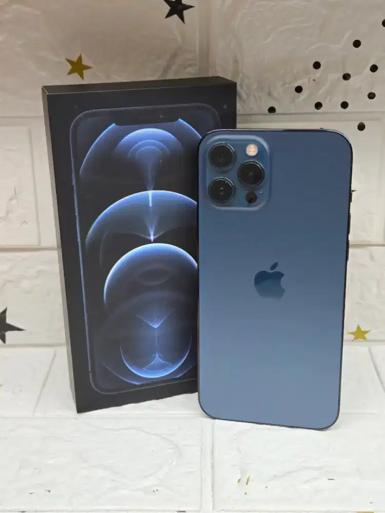Iphone 12 pro max 256gb blue second resmi