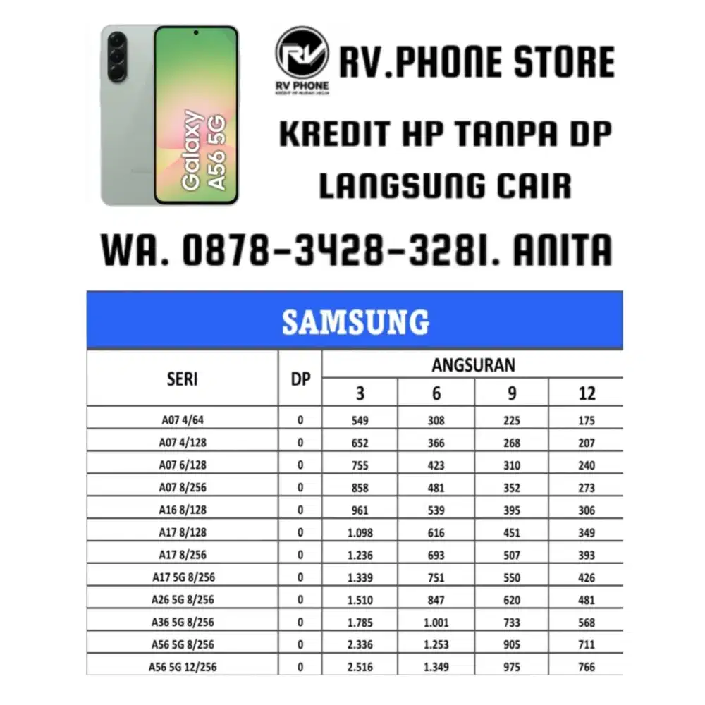 PROMO KREDIT HP SAMSUNG MURAH TANPA DP DAN FREE BIAYA ADMIN DLL
