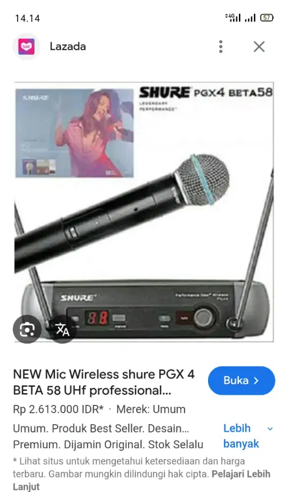 Mic Wireless SHURE PGX4 (Orginal)