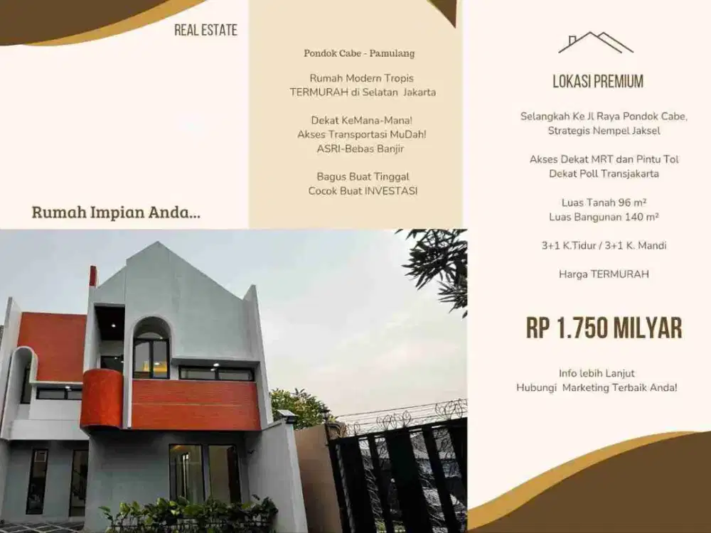 Dijual Rumah Cluster Baru Bisa KPR DP 0 Pamulang - Tangsel Kota Tangerang Selatan One