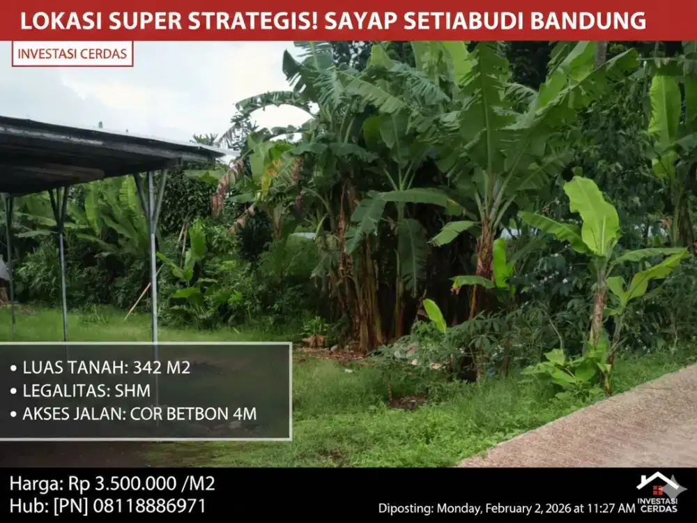 Kavling Eksklusif 342m² Sayap Setiabudi – Lahan Datar & Strategis, Siap Bangun Vila Mewah