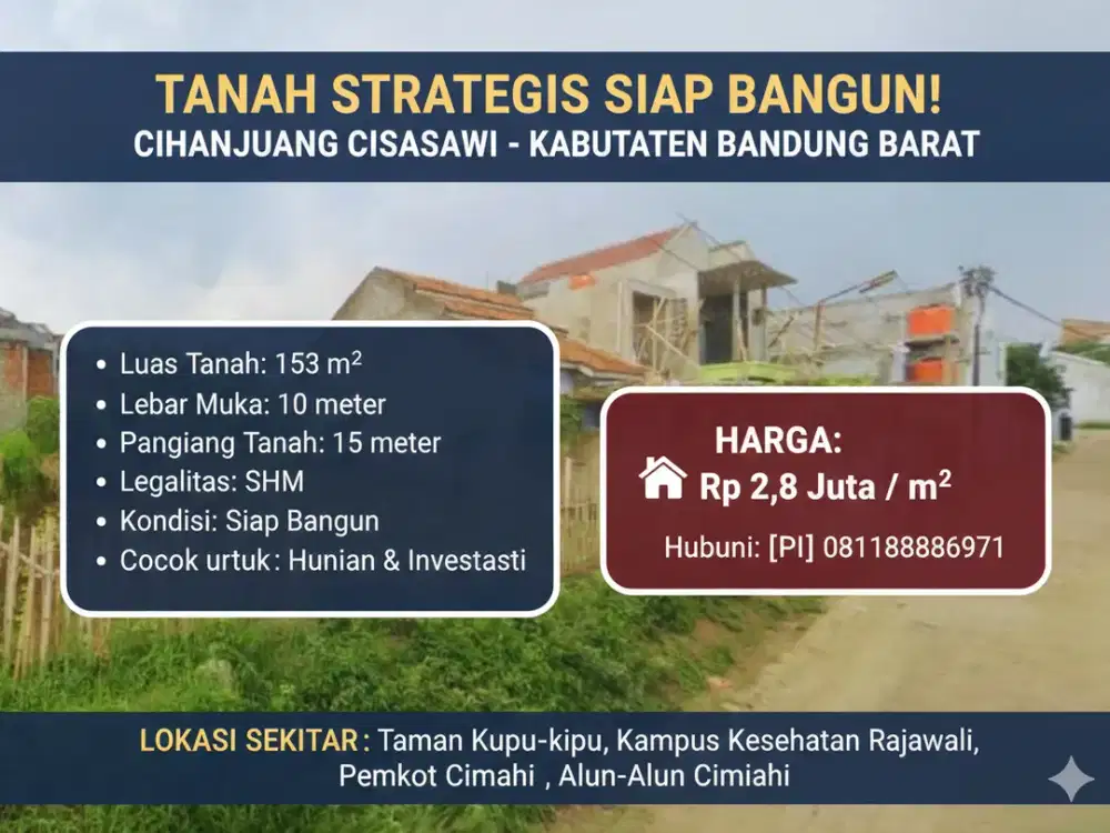 TANAH STRATEGIS SIAP BANGUN – CIHANJUANG CISASAWI
