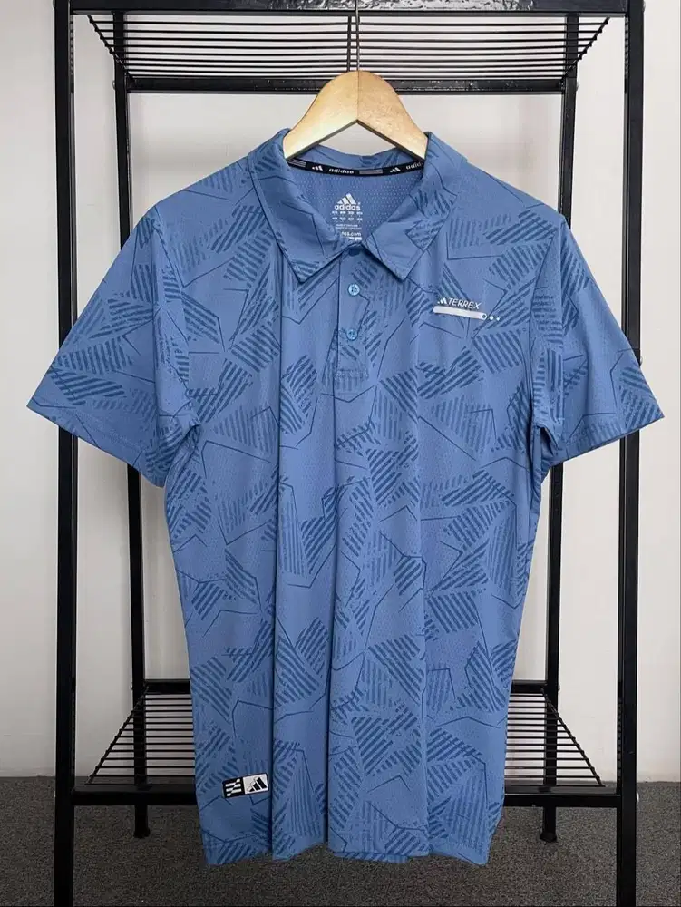 ADIDAS CLIMA365 TERREX MEN’S PRINTED PADEL POLO SHIRT - BLUE (L)